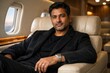 © DWIJ - Man in Black Suit Traveling in Luxury Private Jet