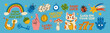 © Foxy Fox - Luck. Lucky symbols. Magic amulets, horseshoe, dice, ladybug, Maneki Neko, hand, mushroom, clover, evil eye, shooting star. Talisman, fortune good luck elements. Vector set