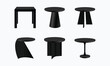 © mokitur - Vector illustration of a professional furniture set featuring black metal office chairs and wooden bar stools as interior design symbols for a blank office layout