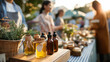 © Kateryna - Farmers market showcasing handmade oils and herbs during sunny afternoon artisan goods local produce display natural products shoppers browsing inviting atmosphere