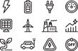 © Hasina - Set of simple line art icons representing various aspects of energy and sustainability in a modern context