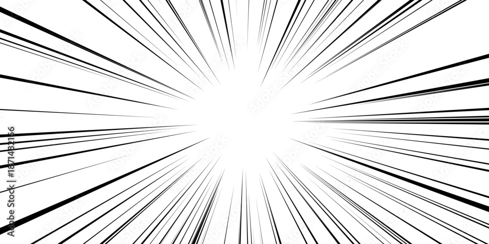 Comic line cartoon and effect speed manga with radial graphic action ...