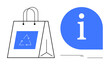 © robu_s - Reusable shopping bag with recycling logo and blue info icon promoting sustainability. Ideal for eco-awareness, green living, waste reduction, sustainable shopping, environmental education