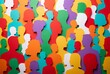 © Meow Creations - Colorful paper cut silhouettes of diverse crowd heads showing community and teamwork concepts