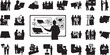 © AADIL - 30 Black Solid Solar Edu Teach Silhouettes on White Background