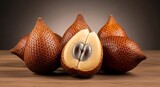 Fresh salak fruit snake fruit exotic tropical food on wooden surface