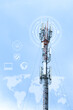 © thanongsak - communication tower with antennas  of telecommunication mast TV antennas wireless technology