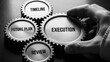 © Liton Khan - Business Strategy Gears in Motion with Timeline Execution Future Plan Review Concept Black and White