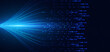 © chaninan - Network big data communcation blue wave on dark background. Technology data analyzing concept.