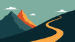 © PDWN Creative - Vector illustration of a winding path leading towards majestic mountains under a cloudy sky, representing a journey and ambition