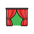 © flazz - A green window with red curtains