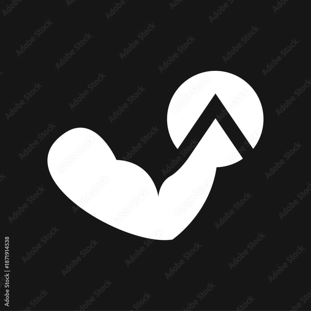 Flexing Bicep Arm with Spartan Lambda Strength Symbol Icon on Black Background