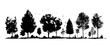 © eTC dEsIgN - Vector set of hand drawn of silhouettes of trees white background.