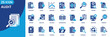© Uniconlabs - audit icon set collection in solid glyph dual color style. pack contain check, verify, review, inspect, assess, report, evaluate, comply, observe, monitor icon
