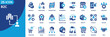 © Uniconlabs - b2c icon set collection in solid glyph dual color style. pack contain product, middleman, transaction, ecommerce, selling, retail, payment, employee, promo, brand icon