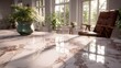 © Eko - Elegant interior scene with reflective marble surface and natural light
