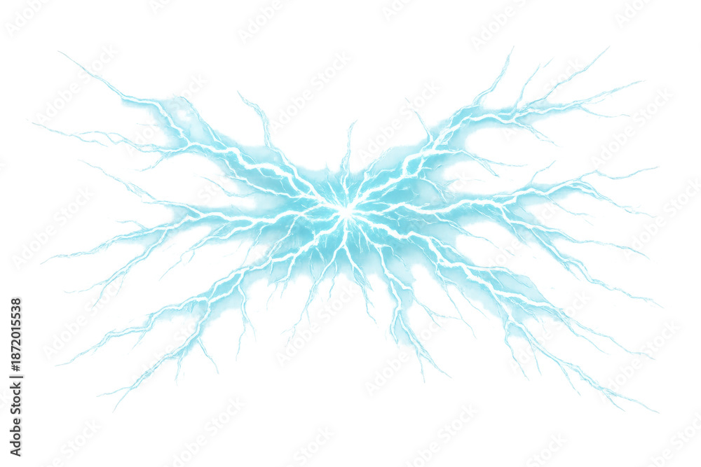 Blue electric lightning discharge creating a powerful shockwave effect ...