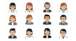 © Juell - Collection of twelve simple avatar icons featuring diverse people in professional and casual attire for web and social media.