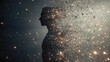 © Qooz  - abstract side profile of man fading into sparkles, metaphor for letting go and finding peace, deep silhouette