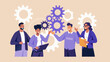 © Ripan - Collaborative teamwork concept with diverse people and interconnected gear mechanisms