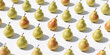 © Aleksei Solovev - A pattern of green and red pears scattered across, some having shadows on a white background.