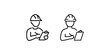 © MstPoliAkther - Industrial worker wearing hard hat holding clipboard vector icon set for site management