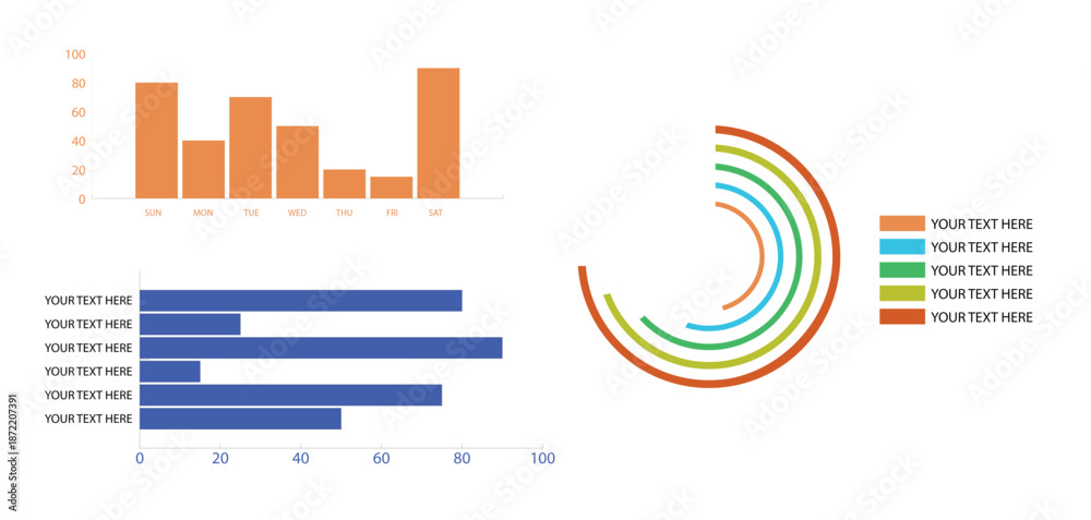 Circular Graph Progress Circular progress infographic with multicolor arcs and legend ...