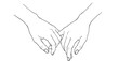 © Sawda's World - Minimal line art illustration of two human hands gently touching fingers symbolizing connection intimacy love unity relationship trust simplicity abstract design modern creative concept