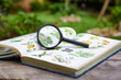 © Amir - Magnifying glass on botanical book for plant study research and learning outdoors