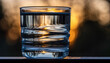 © Dinda - Clear Glass of Water with Ice Cubes.