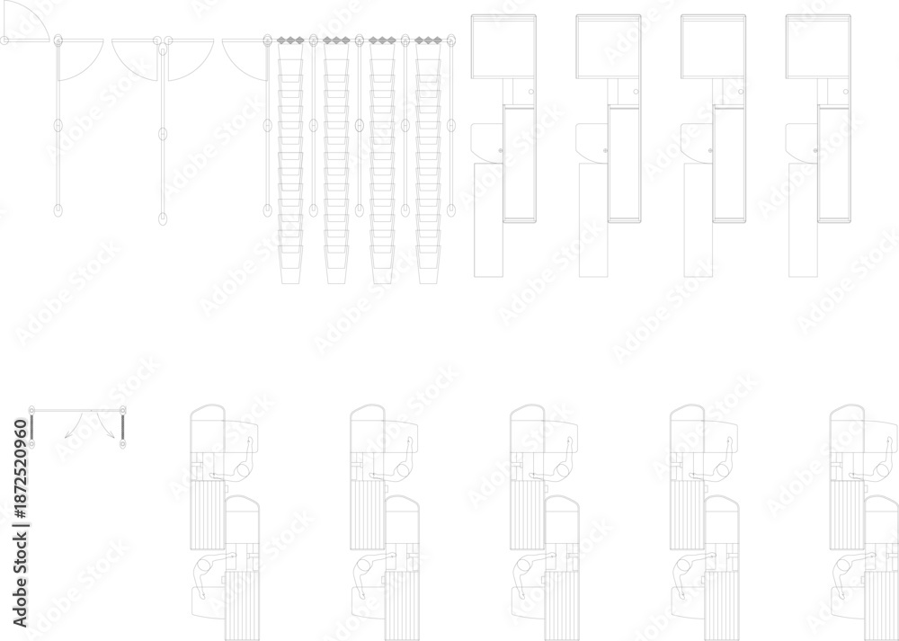 Technical architectural vector collection featuring floor plan symbols ...