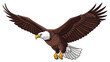 © Nasima - A majestic bald eagle in mid-flight, soaring through the air with wings outstretched, showcasing its sharp talons and distinctive white head
