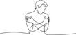 © mst - The man hugs himself. Love for yourself and your body. One line drawing for different uses. one line Art icon drawing vector