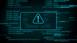 © Stock motion CK - Digital screen displaying computer code with a glowing cyan alert symbol and the text SERVERDOWN indicating a system error and network outage in a dark futuristic environment Keywords
