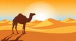 © Boyler - Silhouette of a Camel in the Desert at Sunset.