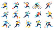 © Andreas - A set of colorful illustrations showcasing dynamic athletes engaging in various sports with energetic movements, conveying a sense of excitement and joy in physical activity.