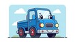 © rokek - Smiling blue cartoon truck with clouds.