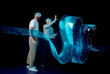 © Rendara Studio - 3D virtual reality interface with futuristic data stream
