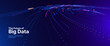 © ec0de - Big Data Flow With Glowing Particle Waves On Dark Background. Abstract AI Neural Network And Digital Communication Concept. Futuristic Tech Design. Vector Illustration.