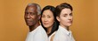 © Fernando - Senior Black man, Asian woman, and young White person in diverse group portrait Concept of unity, equality, and intergenerational connection