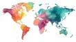 © mila103 - Colorful watercolor world map with artistic global vibes.