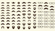 © imran - Comprehensive vector collection of diverse mustache, beard, and eyeglasses styles. Fashionable facial hair and eyewear elements for creative graphic design projects