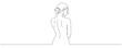 © dariachekman - Hand-drawn illustration of a beautiful woman from behind, looking to the side, done in a single line, minimalist style. Editable line
