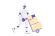 © Valery - Robot with parcel help deliver package to client