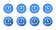 © ElsaNur - Square clock and time icon set with long shadow. Schedule, deadline, and timer symbol