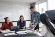 © Charlie's - Solar panels green energy Business people working in green eco friendly office business meeting creative ideas for business eco friendly professional teaching corporate people sustainable electricity