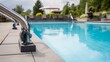 © SHI - unit. Modern pool area with a sleek mechanical unit, blending functionality and geometric design. safety posters, maintenance manuals, designed for industrial assembly lines and welding operations.