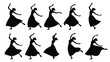 © LAXMI - A series of black silhouettes depicting dancers in various poses capturing fluid movement and grace silhouette