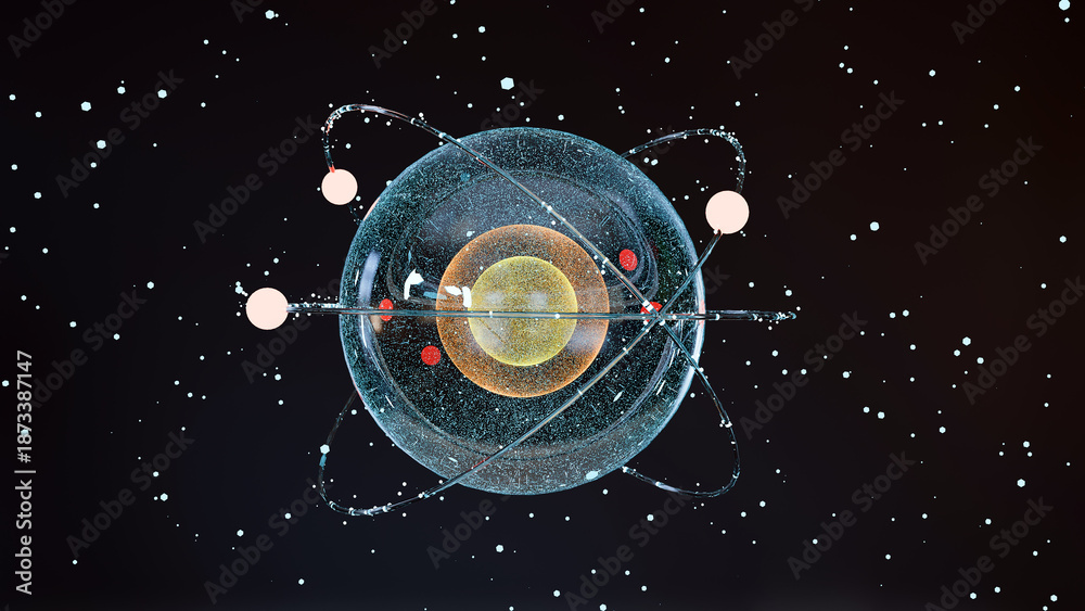 Atom anatomy, Atomic model or structure , alpha channel, electrons ...