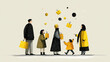 © laolin - vector illustration of young generation exchanging gifts for festive celebration